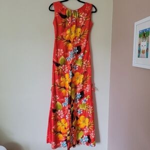 Vintage 60s - 70s Hawaiian Print Sleeveless Maxi Mod Tiki Dress Sears